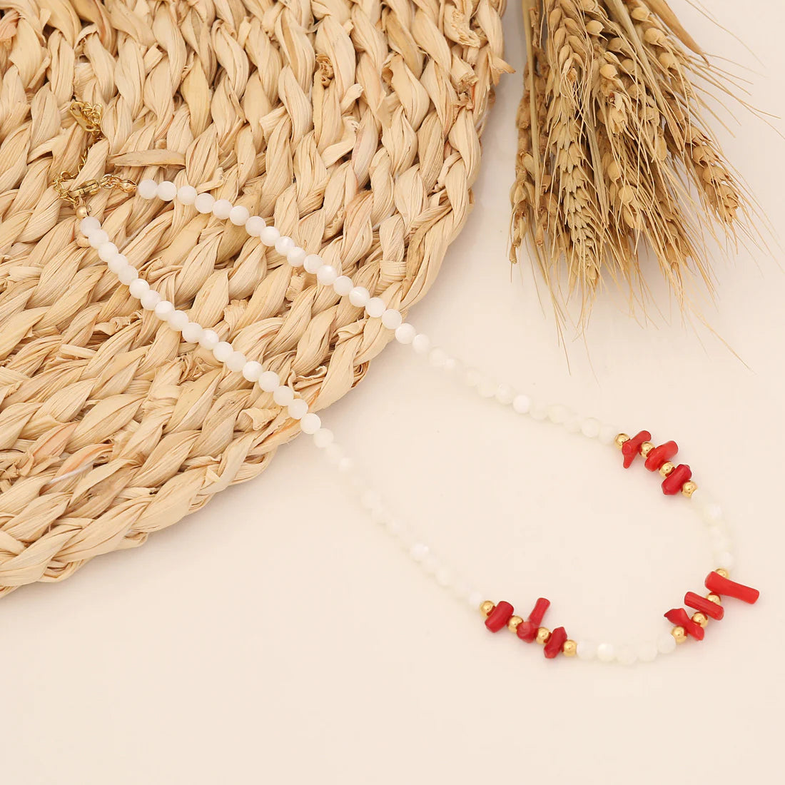 Coral shell necklace and bracelet set