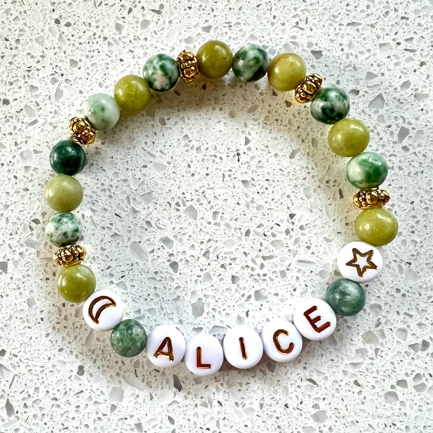 Green Jade & Green Spot Jasper Handmade Bracelet