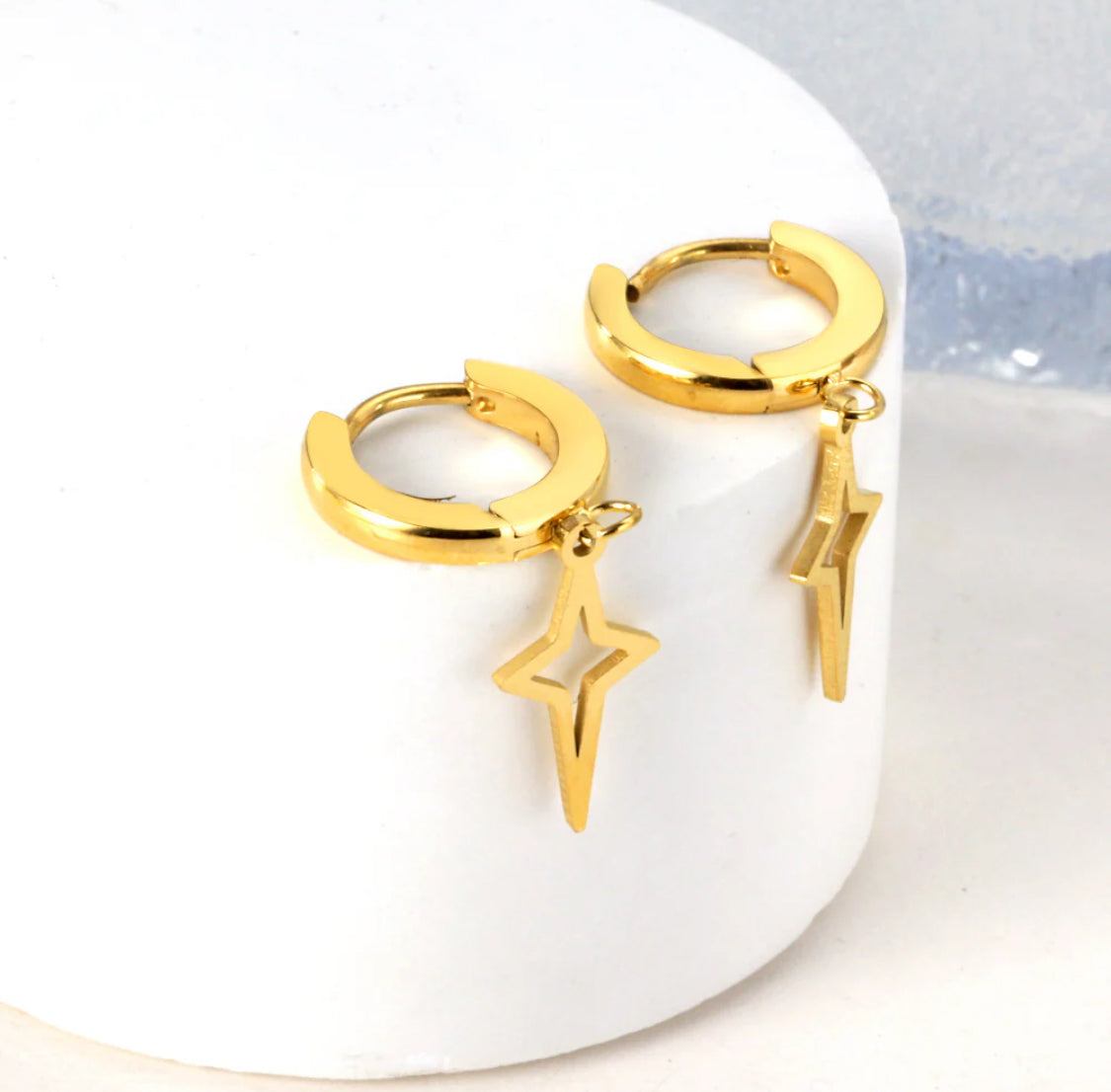 Star drop huggie earrings